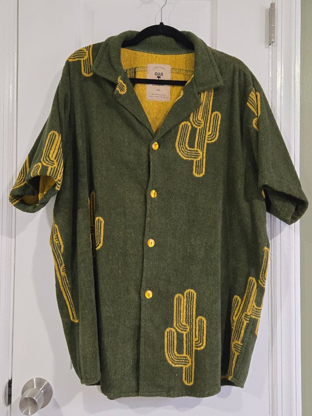 OAS Mezcal Cuba Terry Shirt XXL Green Yellow Cactus Resort